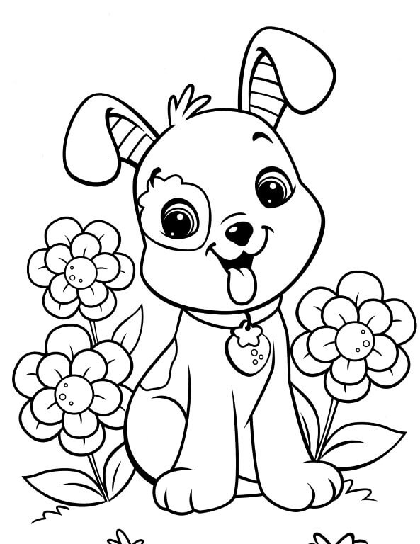 Easy Coloring Pages Puppy 2