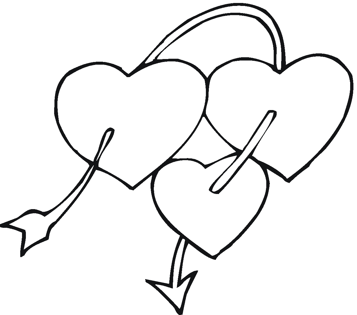 Easy Connected Hearts Coloring Page