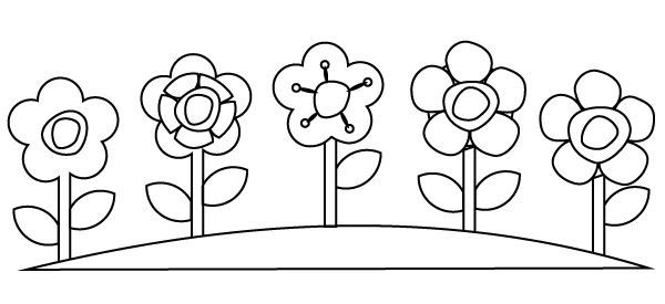 Easy Flower Garden Coloring Page