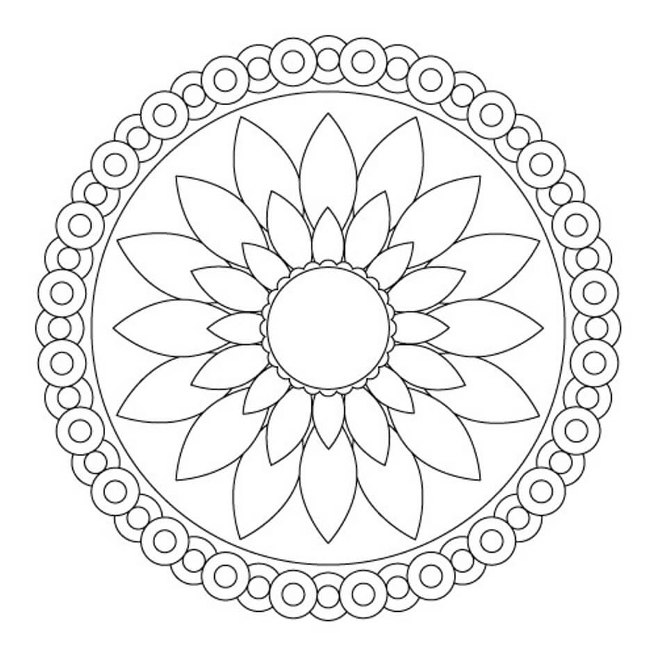Easy Flower Mandala Coloring Pages for Kids