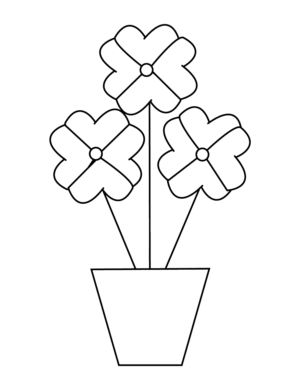 Easy Flower Pot Coloring Page