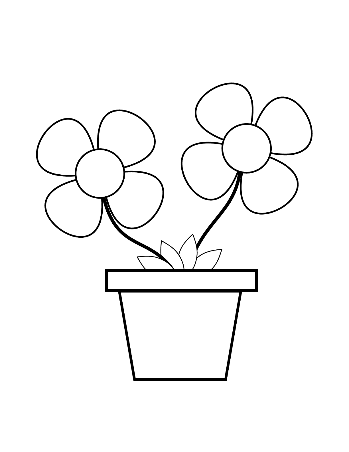 Easy Flower Pot Daisies Coloring Pages