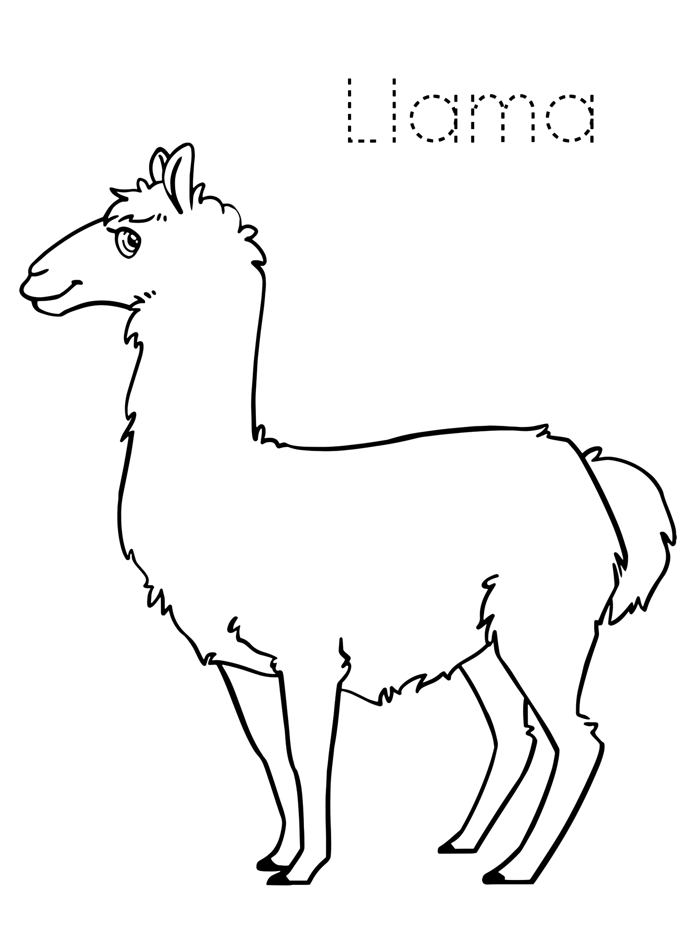 Easy Llama Coloring Page