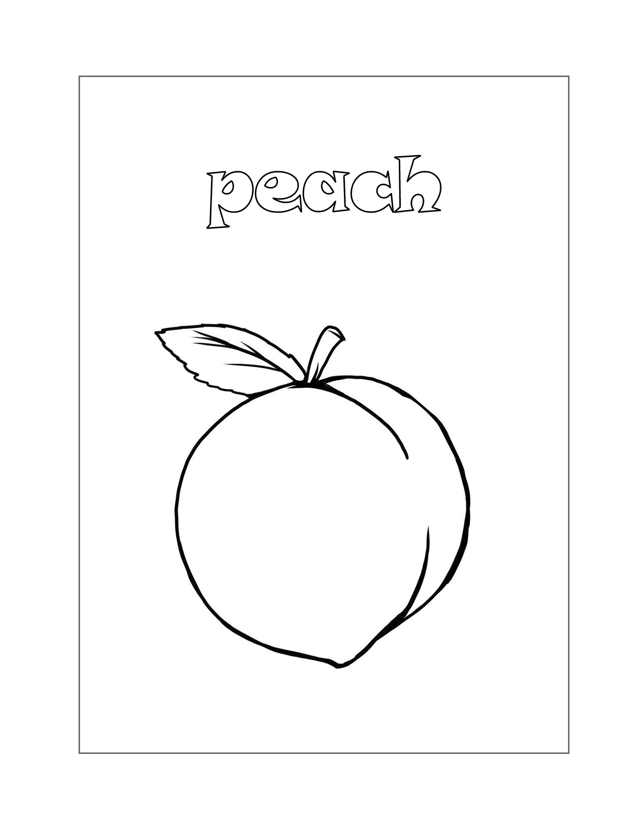 Easy Peach Coloring Page
