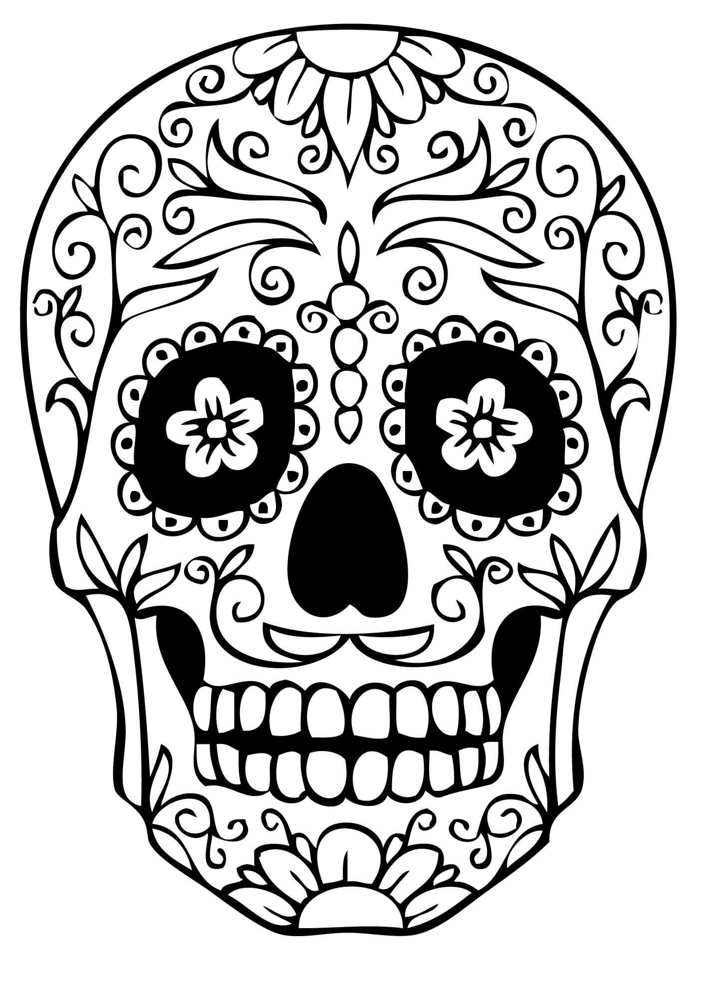 Easy Sugar Skull Coloring Pages
