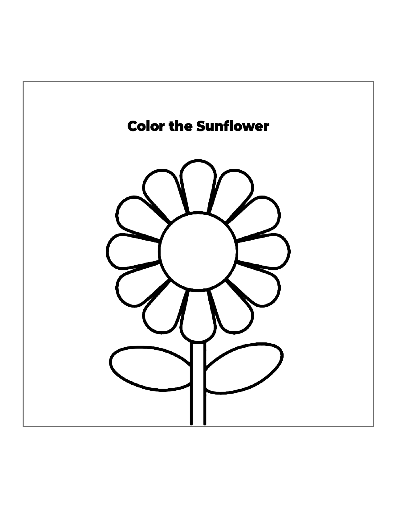 Easy Sunflower Coloring Page