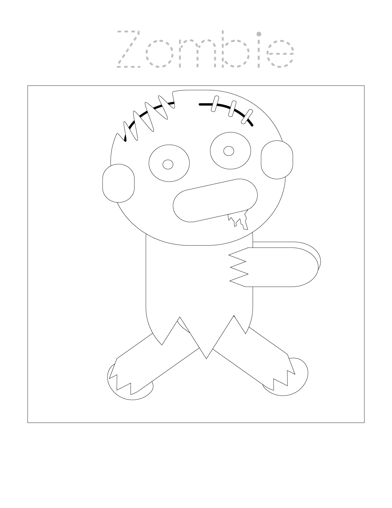 Easy Zombie Coloring Page