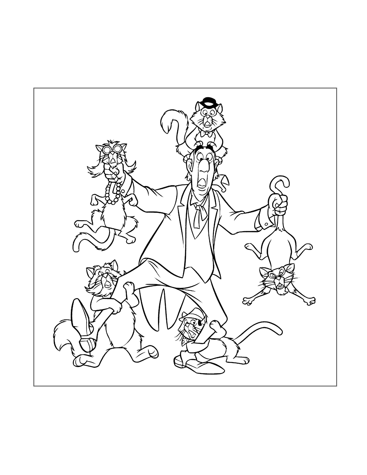 Edgar And The Alley Cats Funny Aristocats Coloring Page