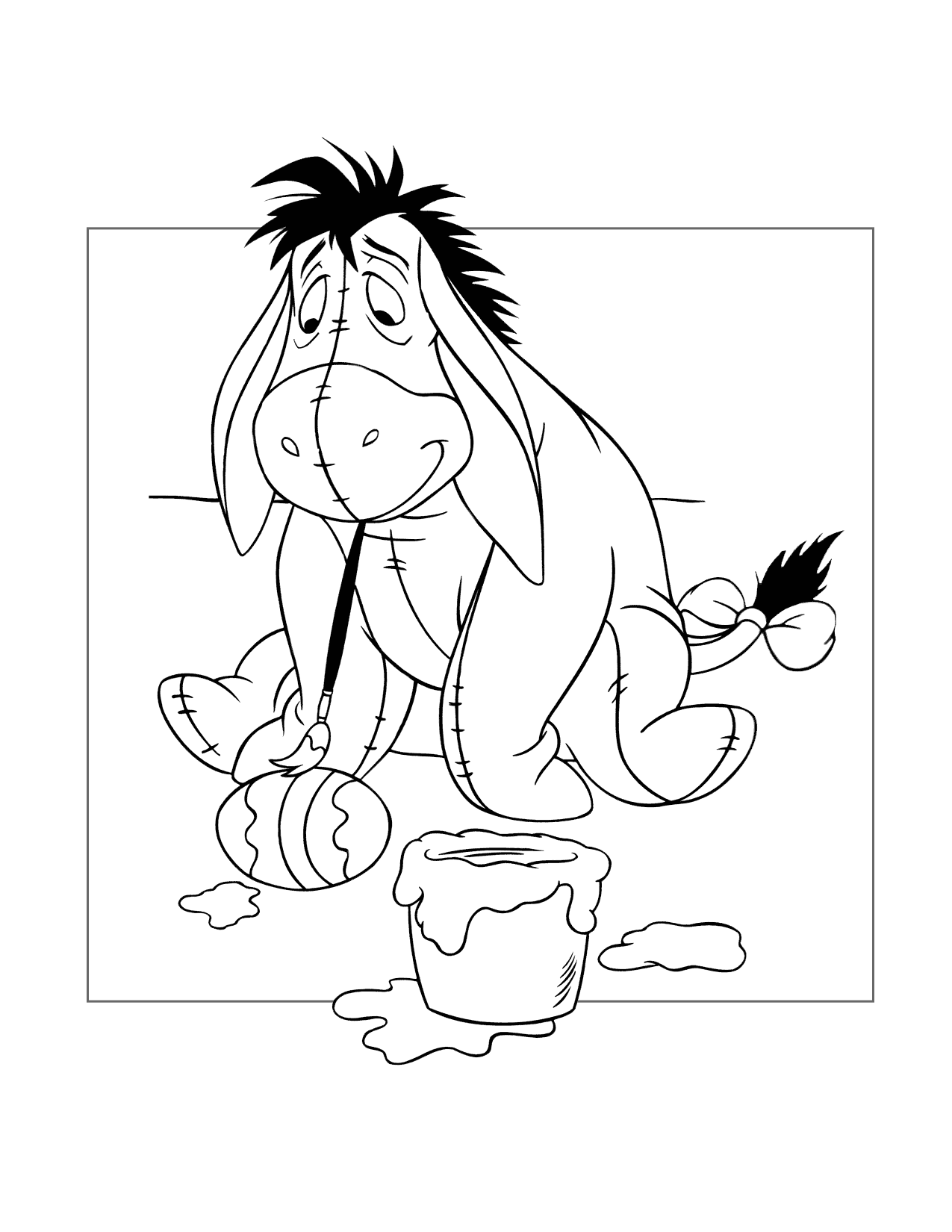 Eeyore Colors Easter Eggs Coloring Page