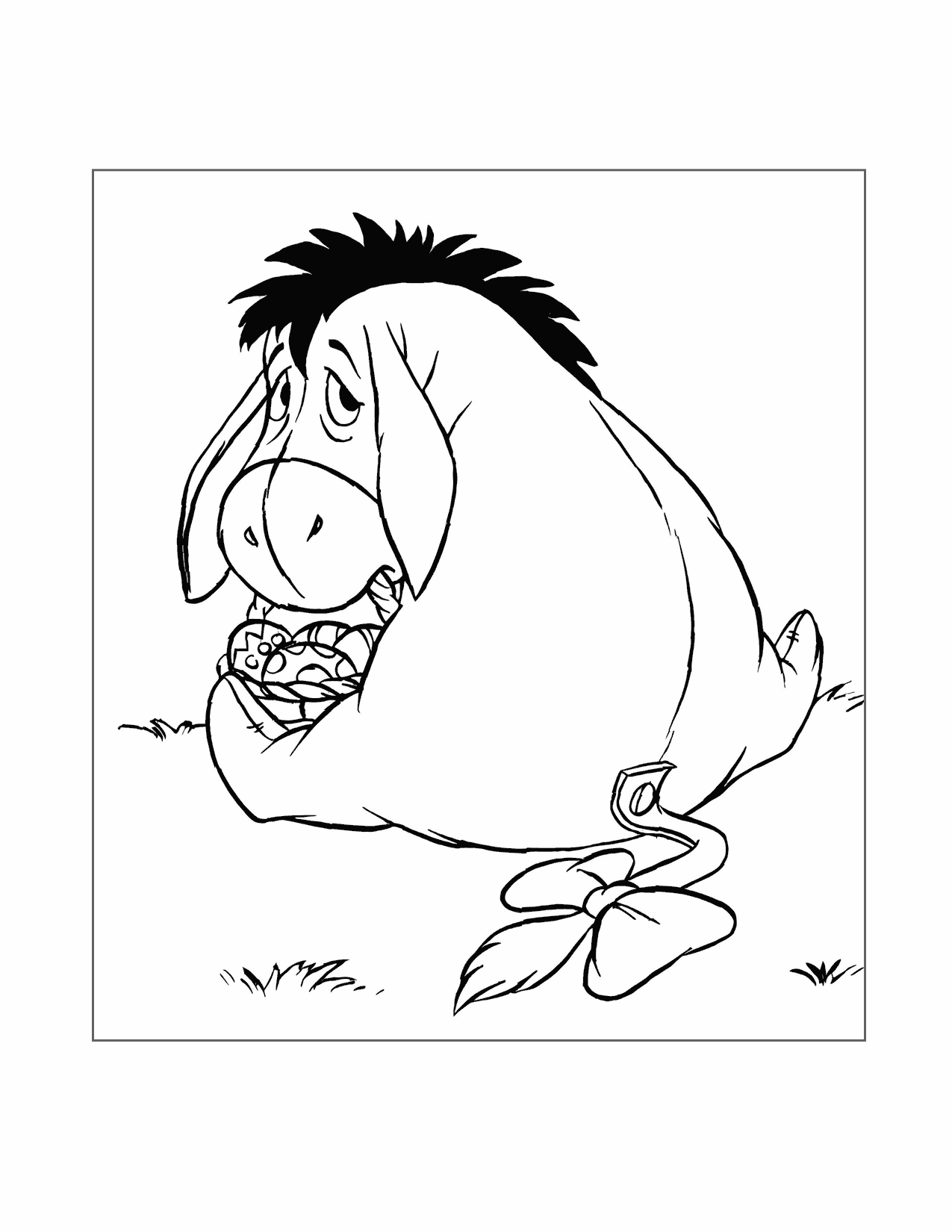 Eeyore Finds Easter Eggs Coloring Page