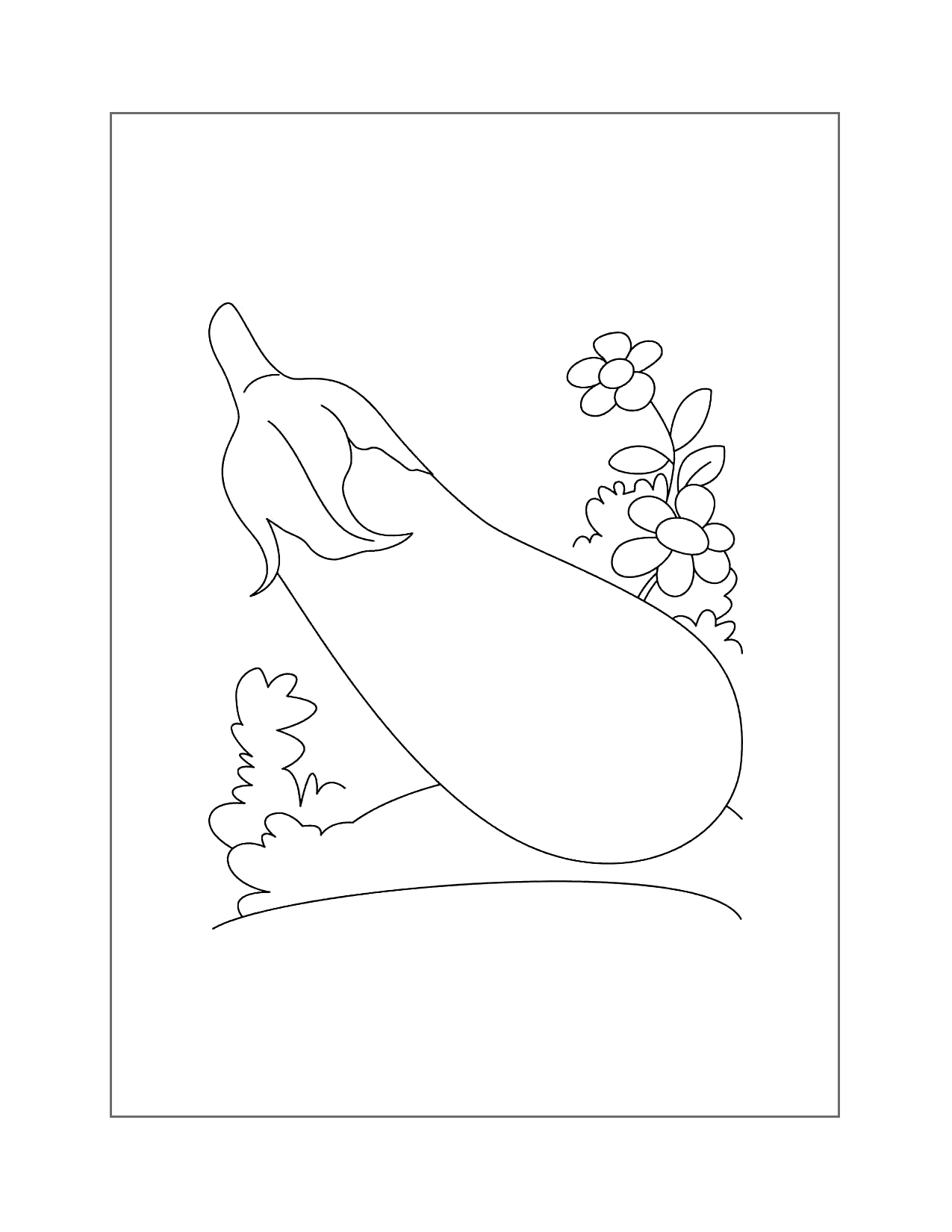 Eggplant And Flowers Coloring Page