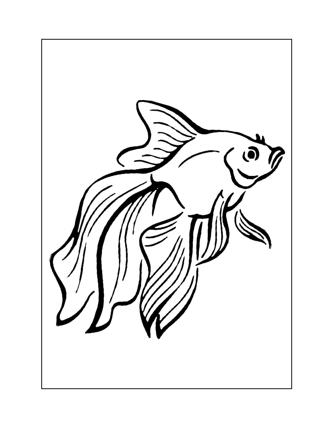 Elegant Fish With Long Fins Coloring Page