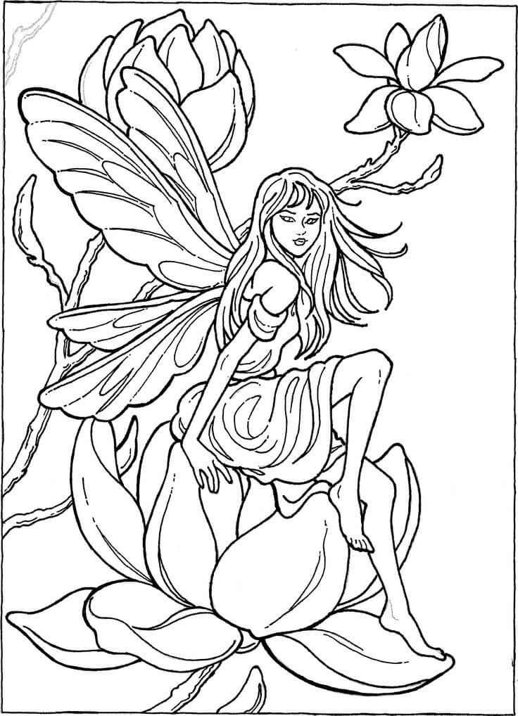 Elegant Flower Fairy Coloring Pages