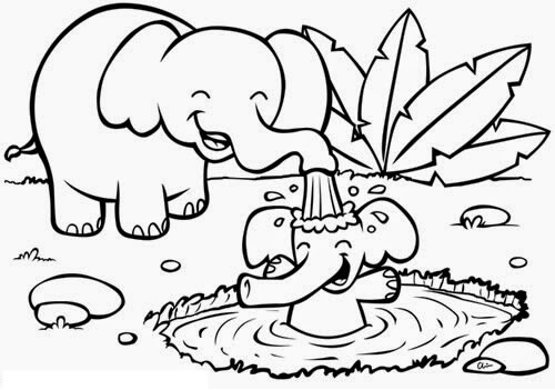 Elephant Mom Animal Coloring Pages