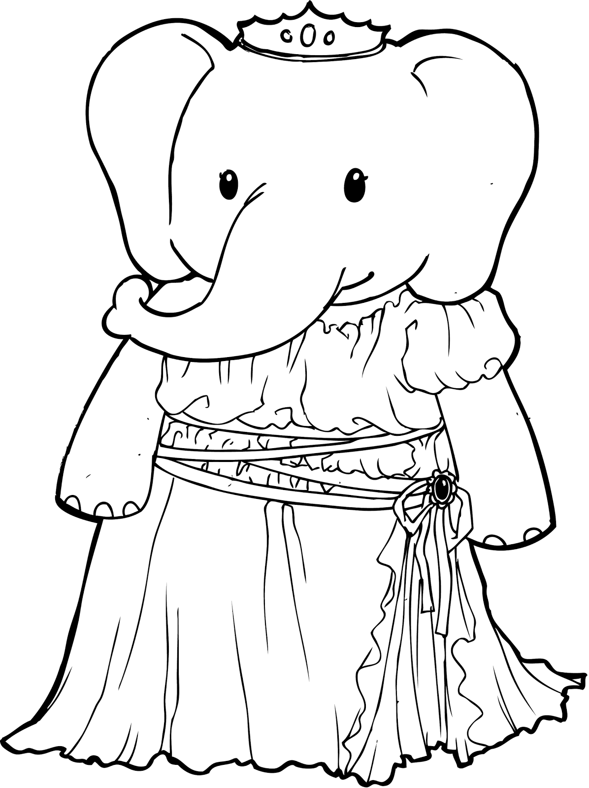 Elephant Princess Coloring Page