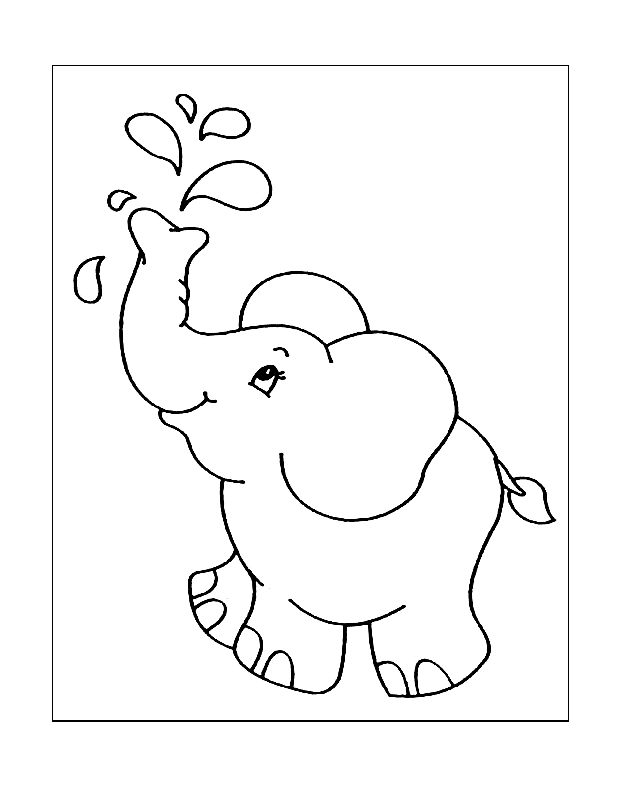Elephant Splashing Coloring Pages