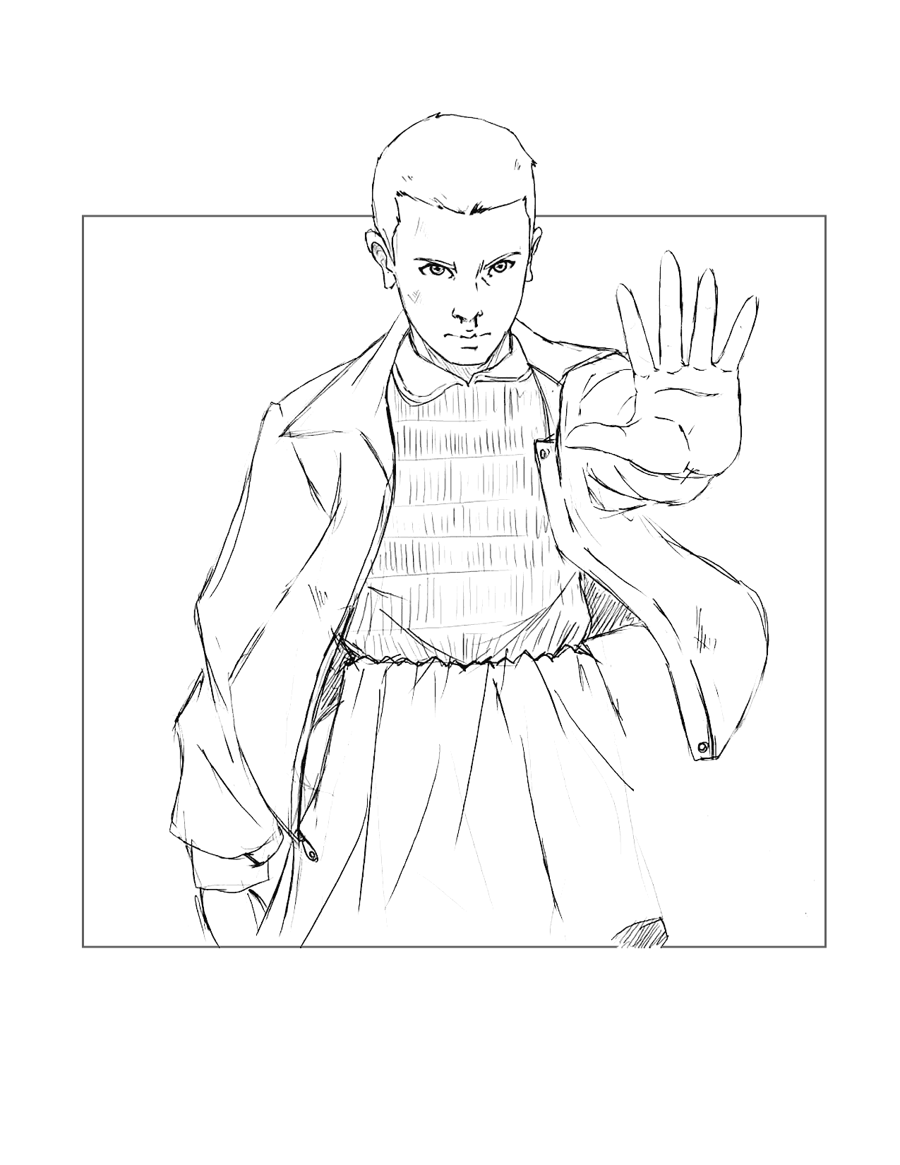 Eleven Has Powers Stranger Things Coloring Page