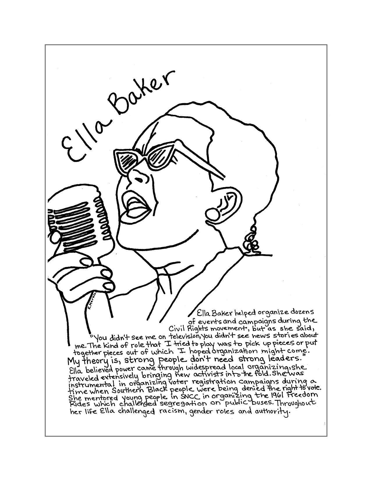 Ella Baker Black History Coloring Page