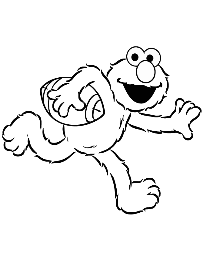 Elmo Playing Football Coloring Page