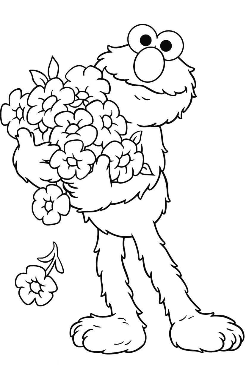 Elmos Flowers Coloring Page