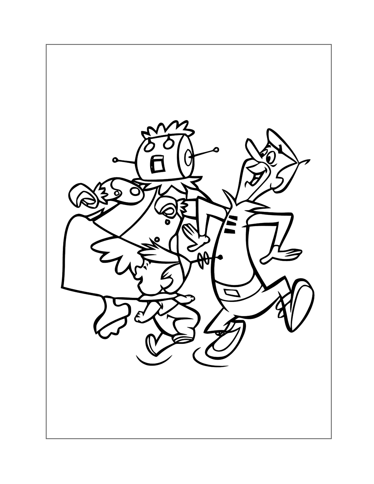 Elroy Rosie And George Jetson Dancing Coloring Page