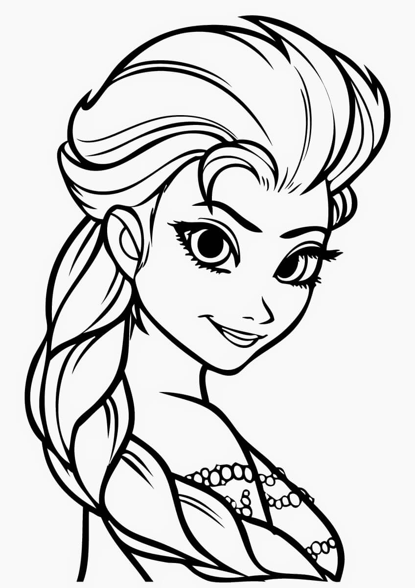 Elsa Close Up Coloring Page