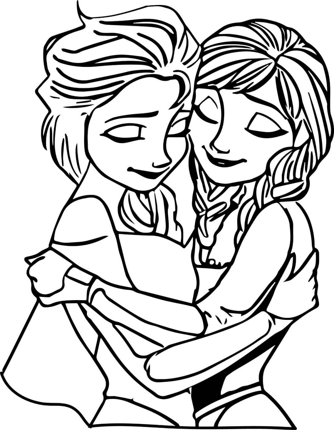 Elsa and Anna Line Art to Color
