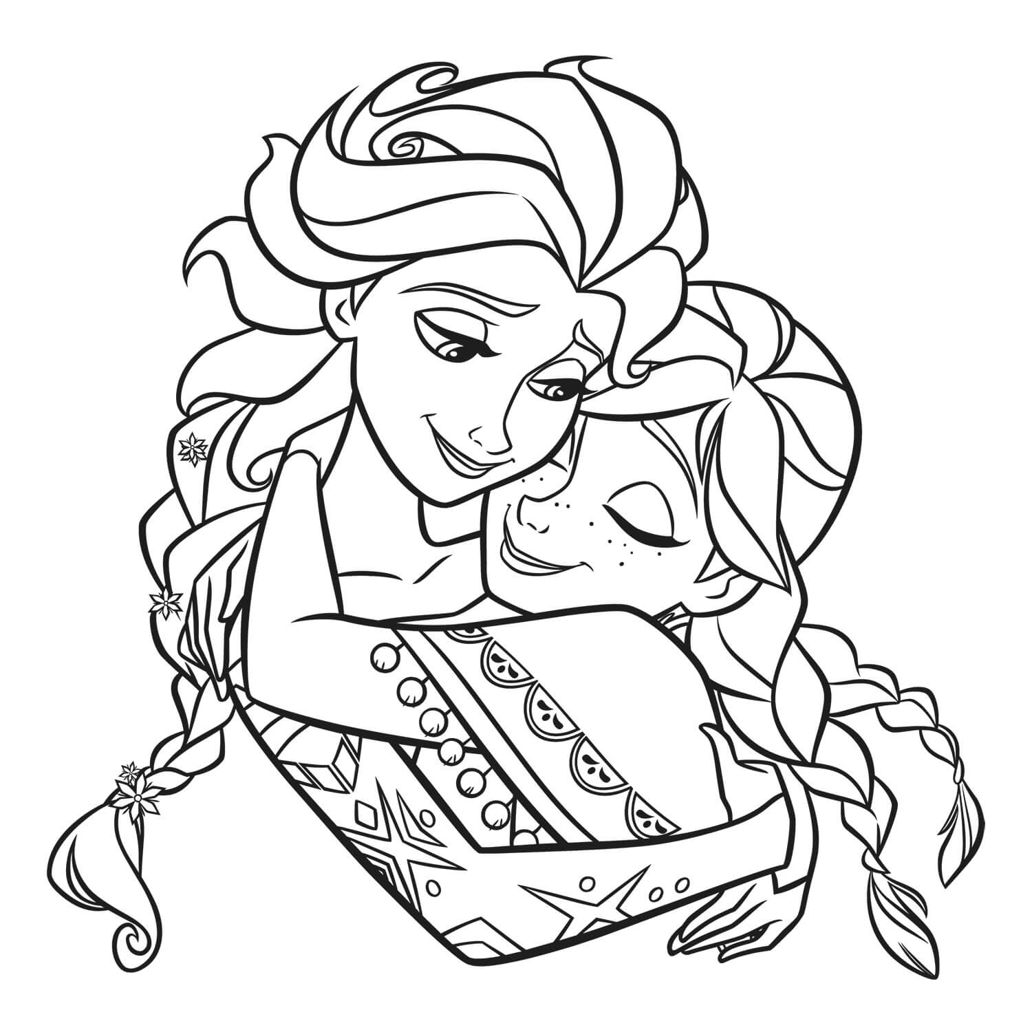 Elsa And Anna Sisters Coloring Page