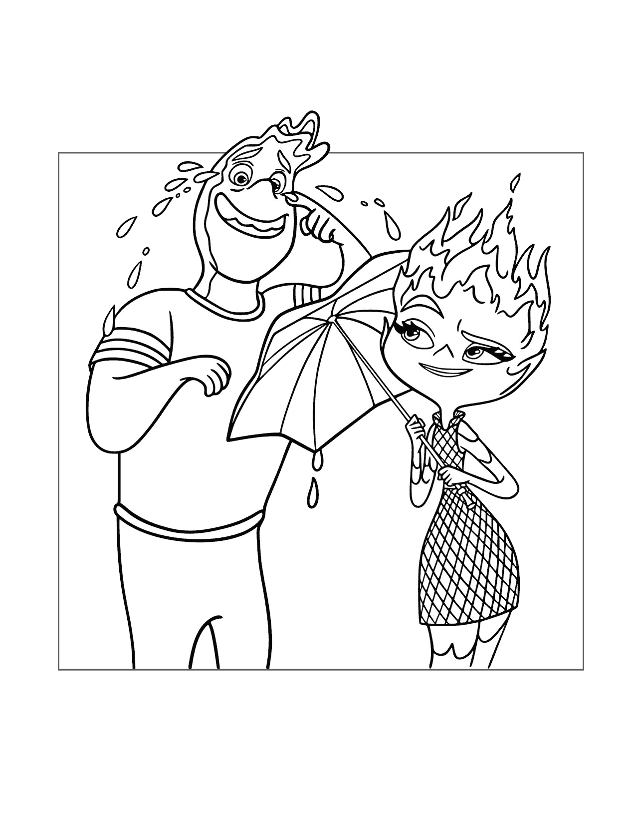 Ember Protects Herself From Wades Tears Coloring Page