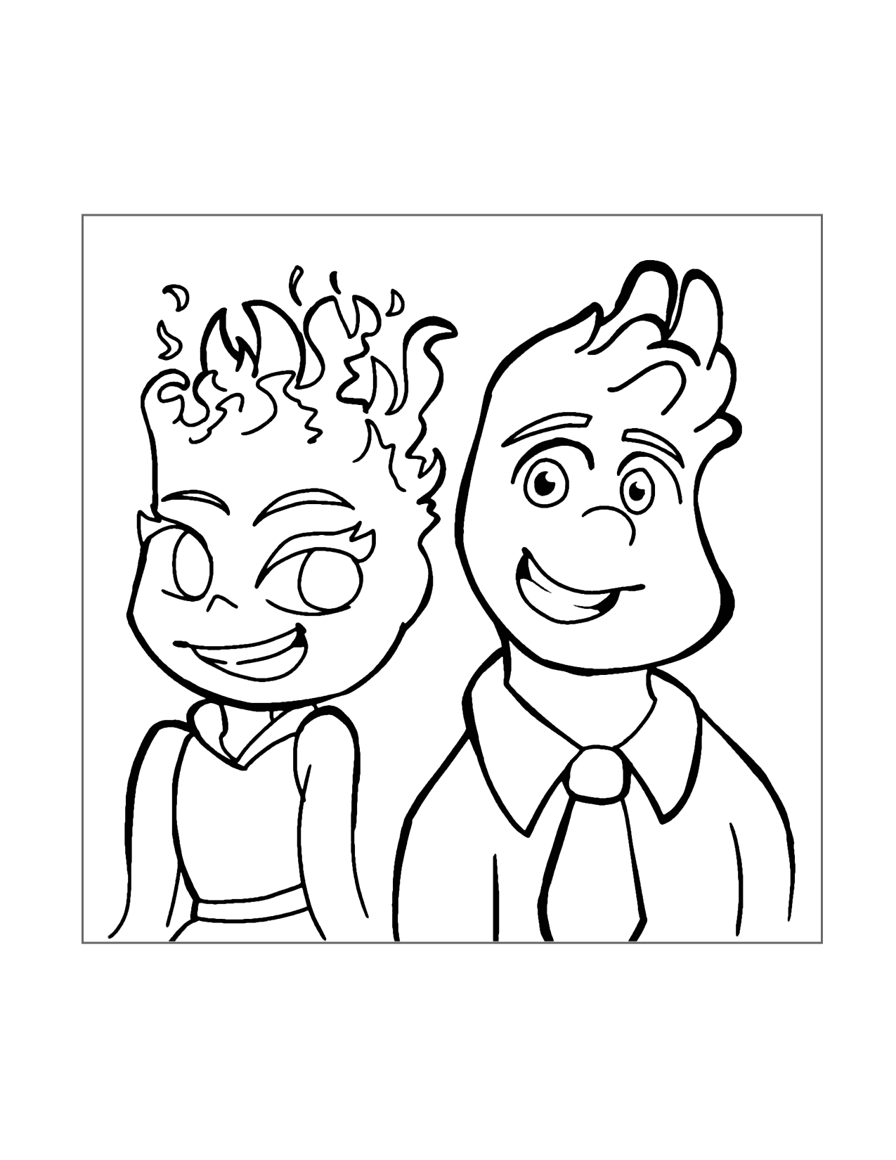 Ember And Wade Elemental Coloring Page