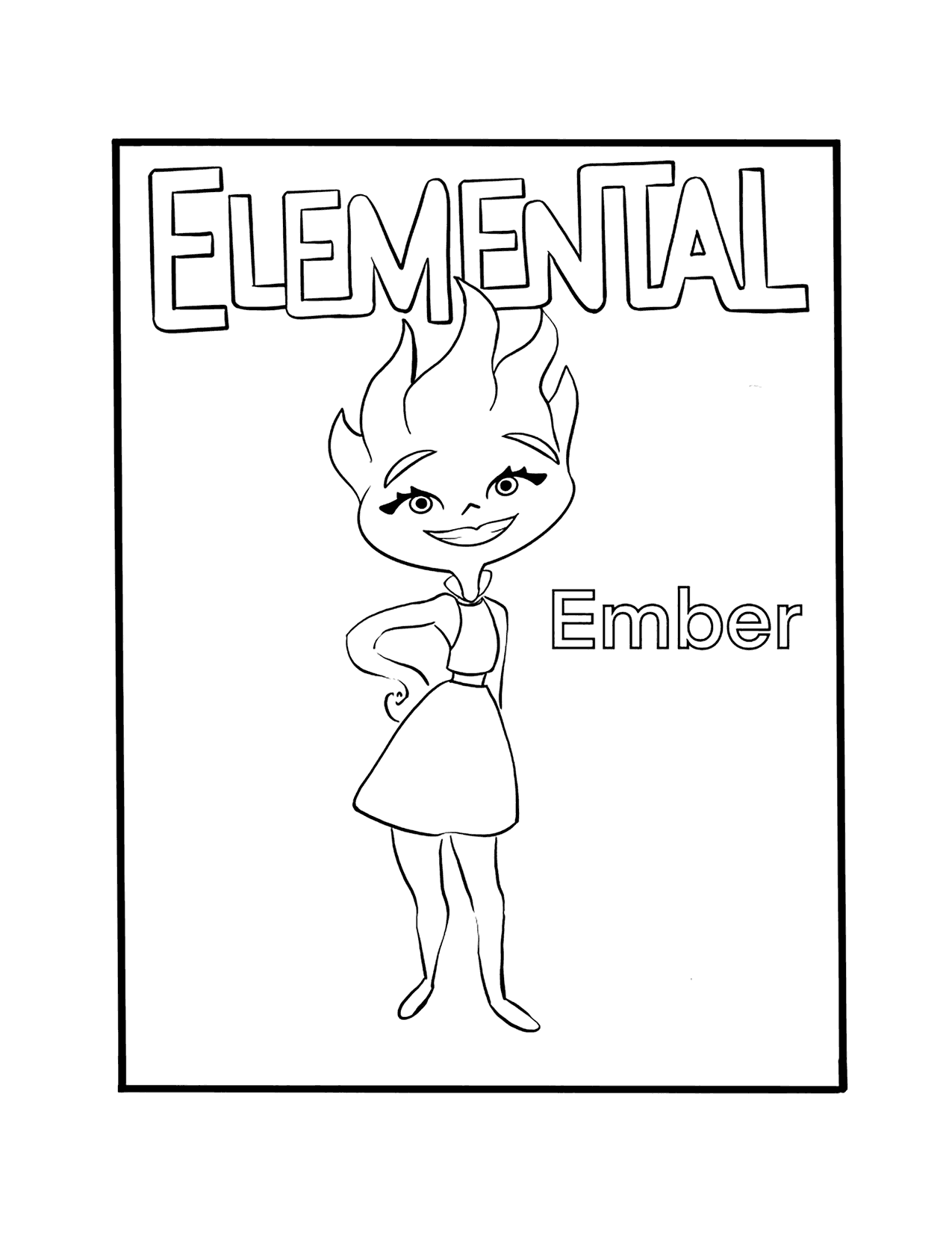 Ember From Elemental Coloring Page