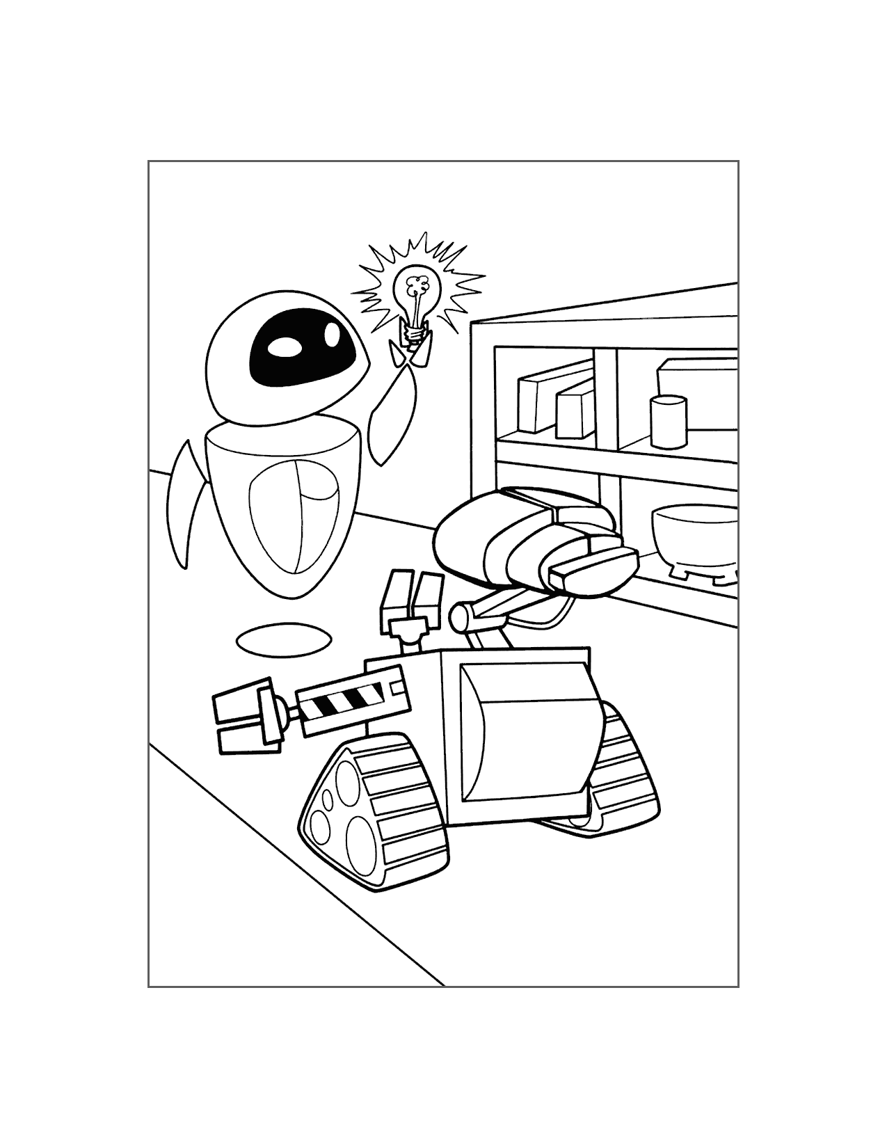 Eve Lights A Bulb Wall E Coloring Page