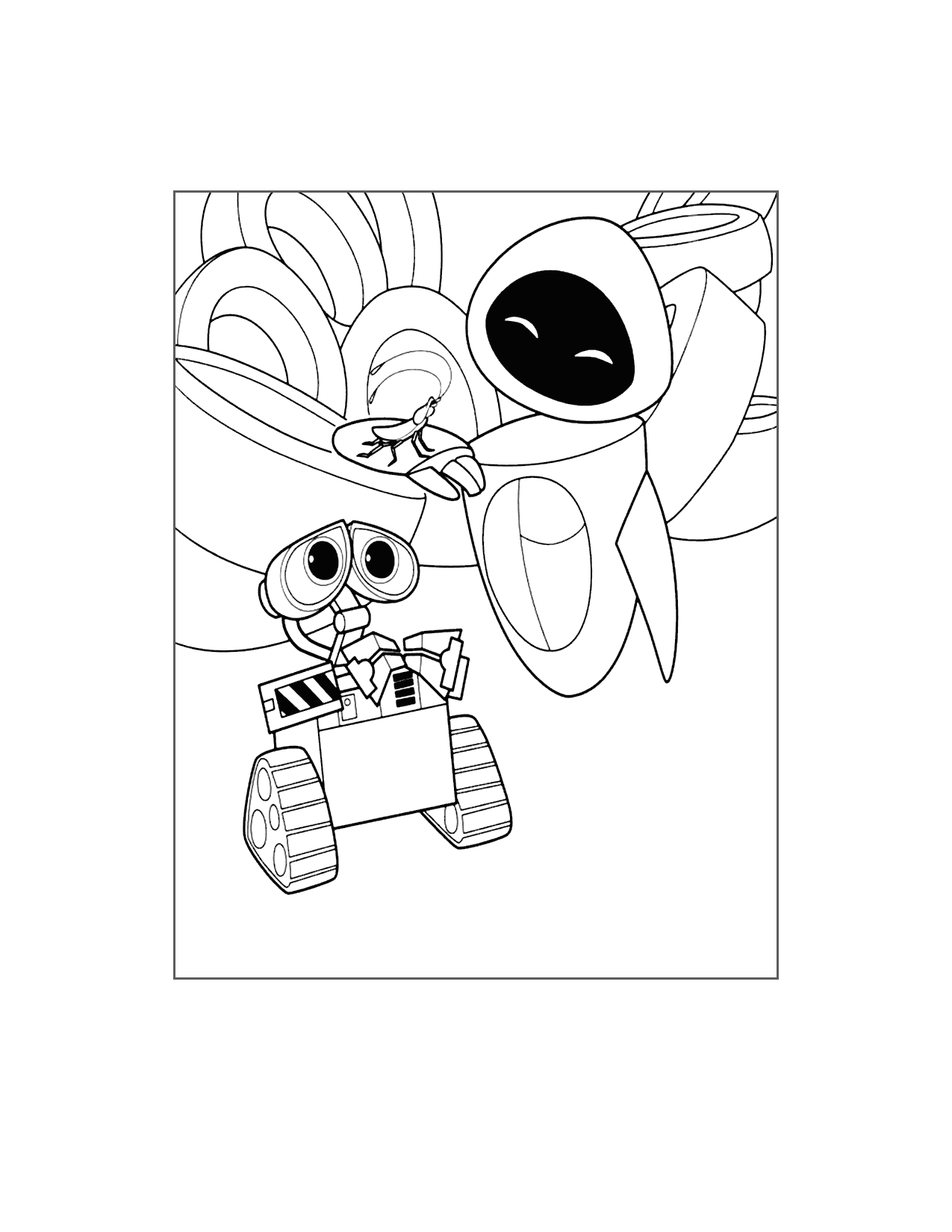 Eve Meets Hal The Roach Wall E Coloring Page