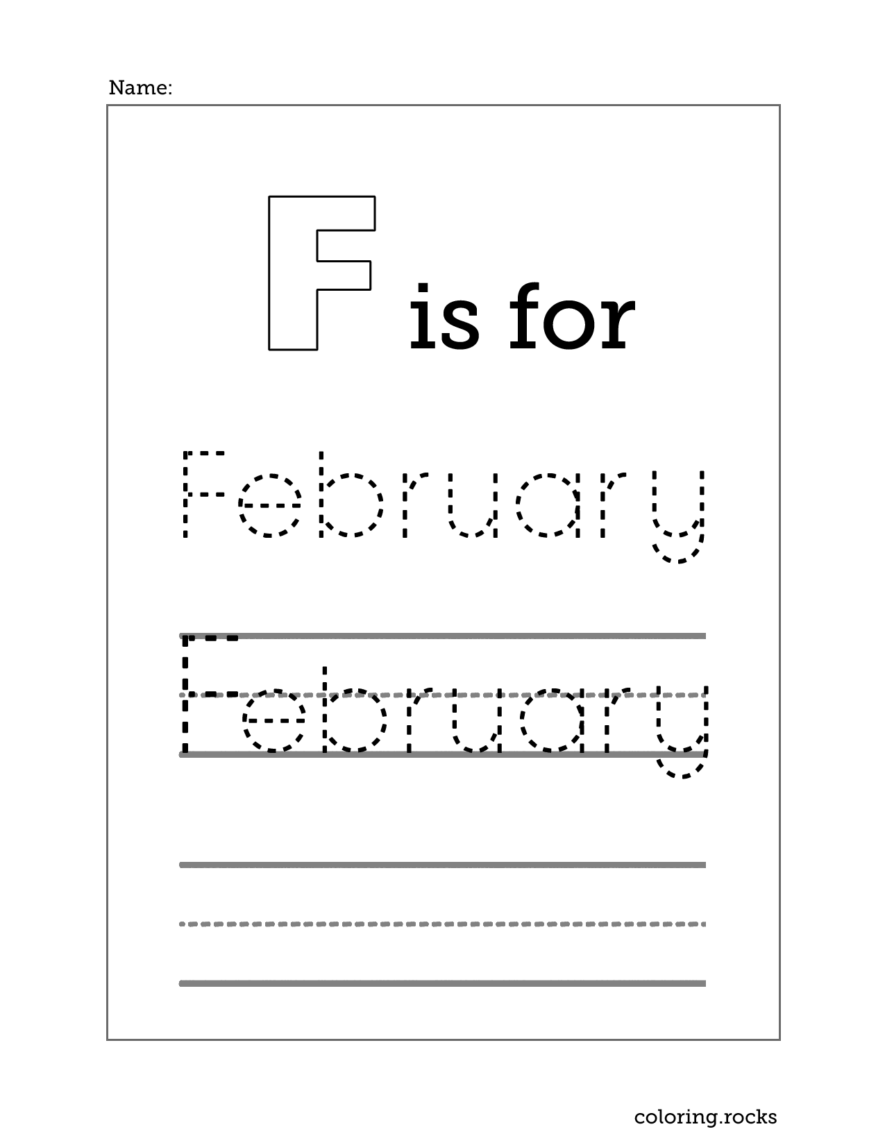 F Is For February Spelling Sheet