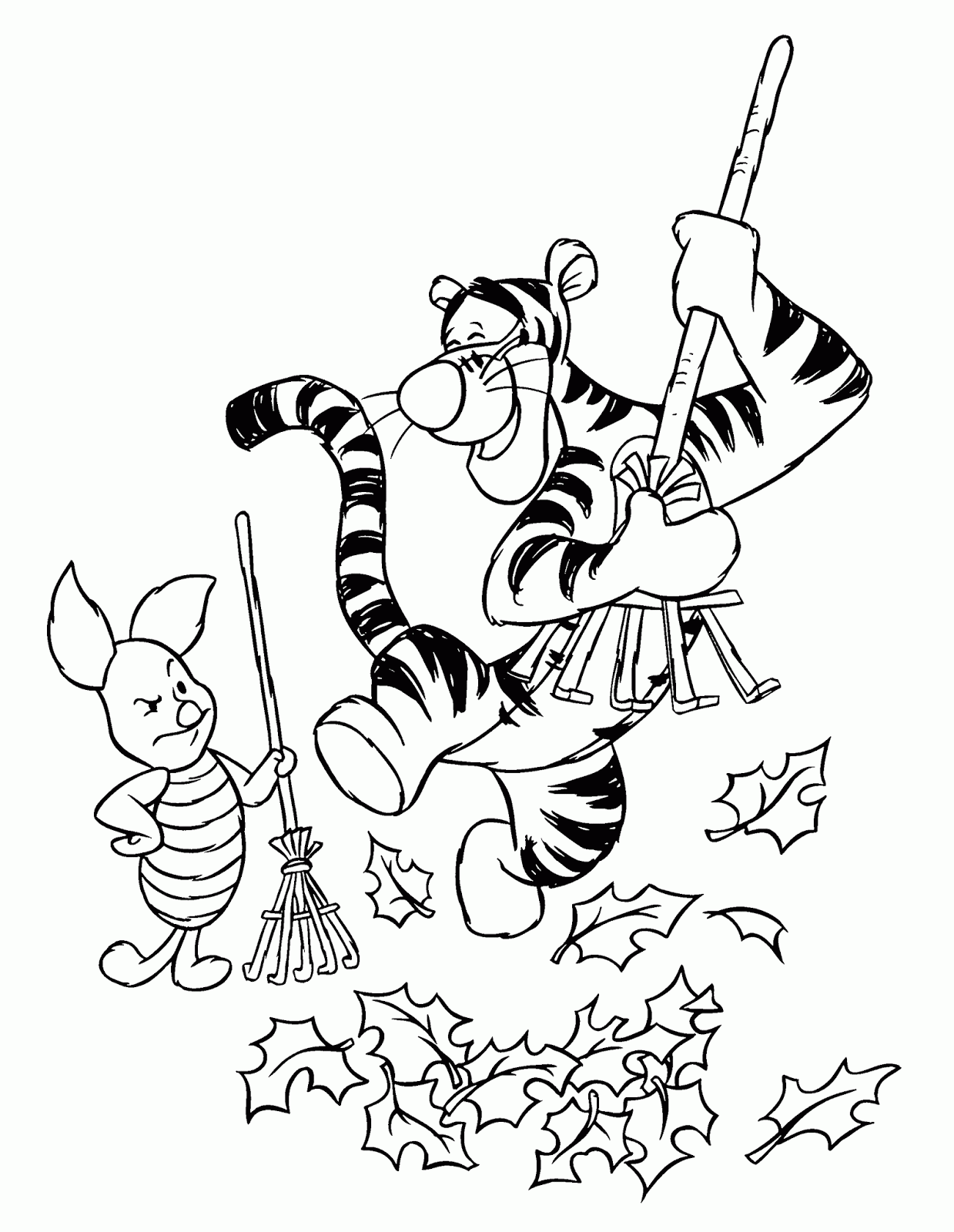 Fall Cleanup Winnie the Pooh Coloring Pages