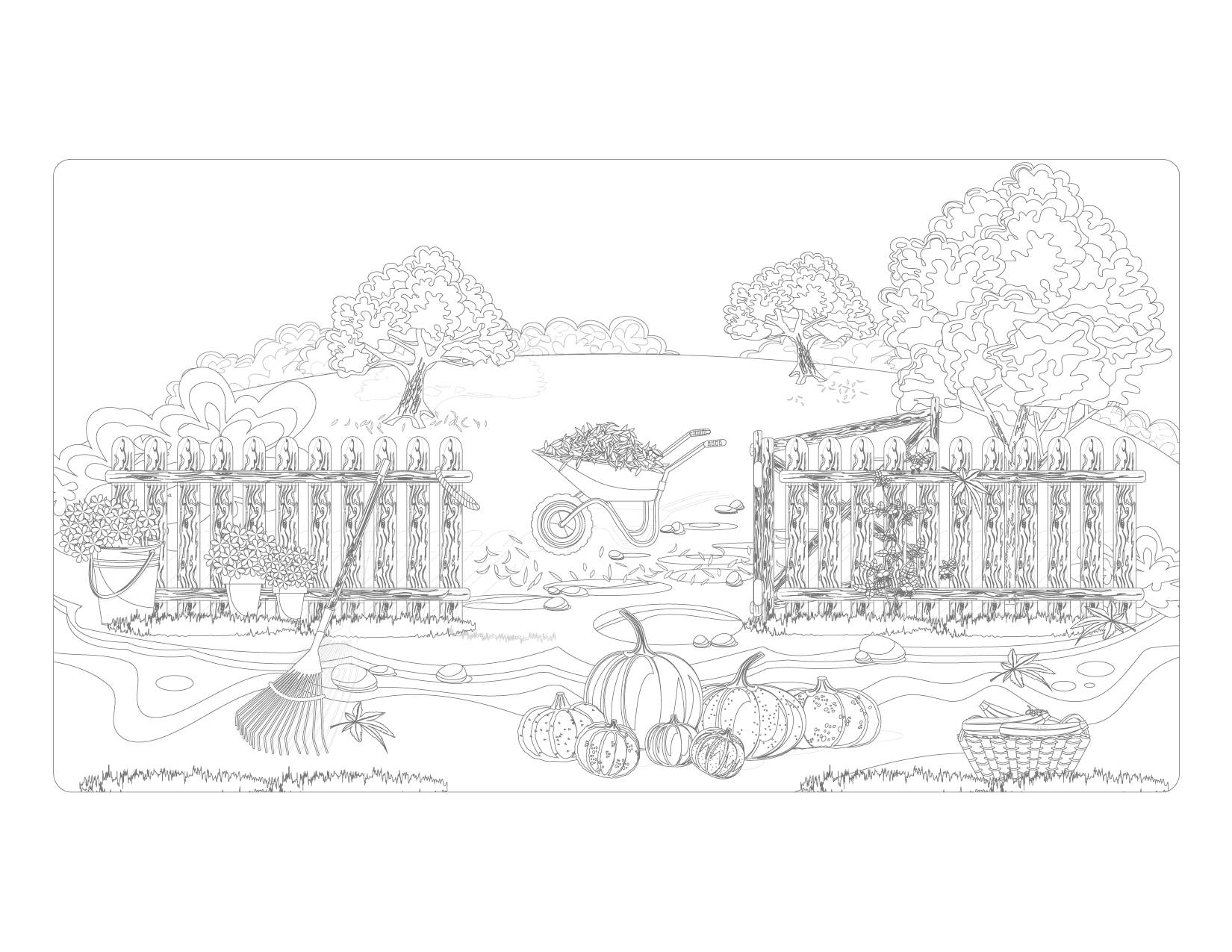 Fall Garden Traceable Paint And Coloring Sheet