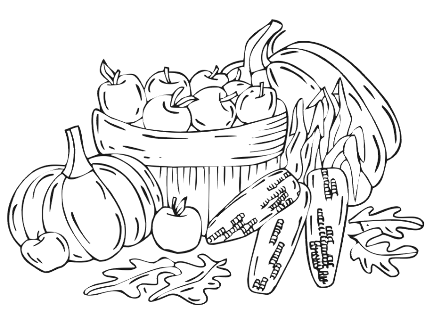 Fall Harvest Thanksgiving Coloring Page