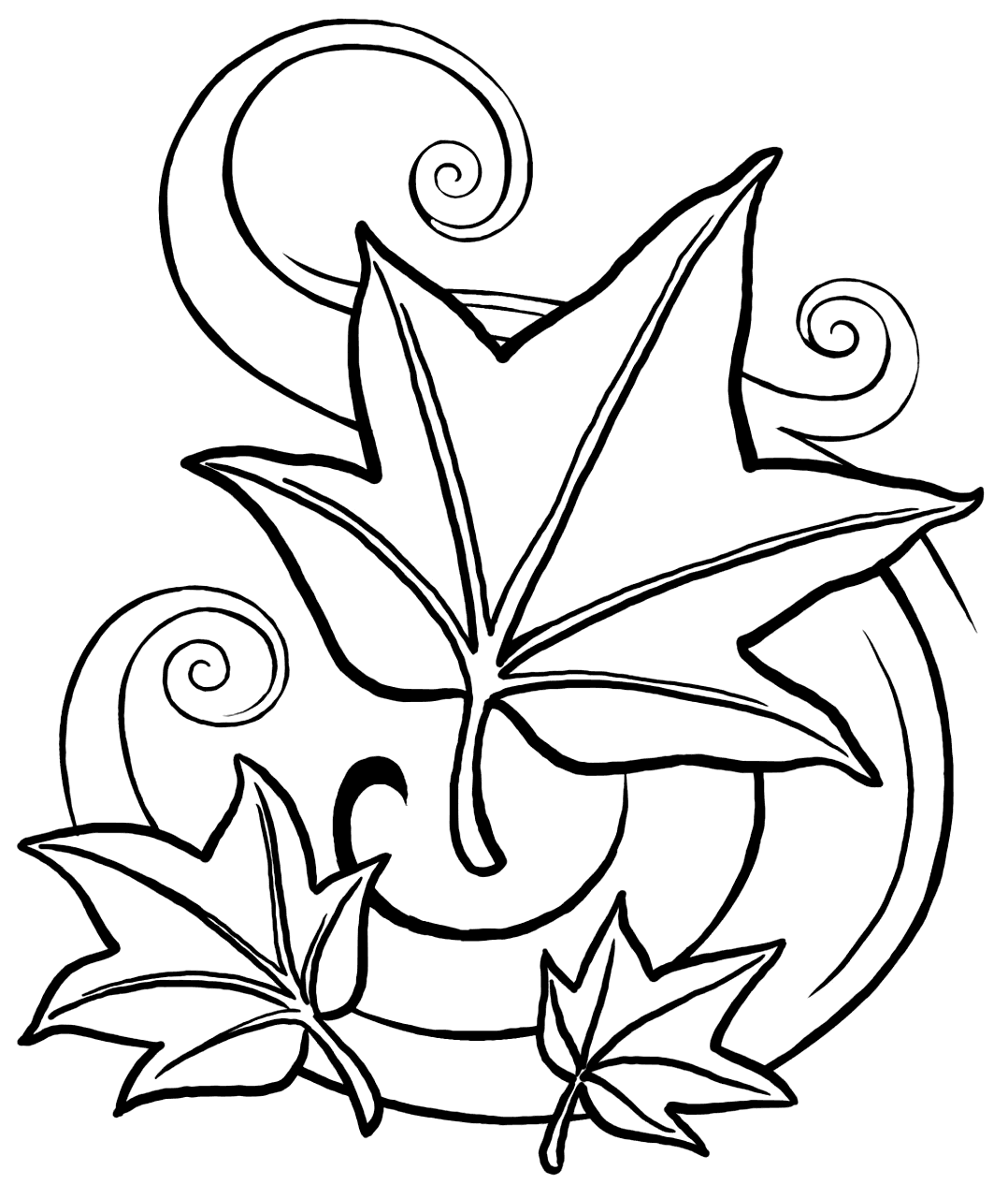 Fall Leaves Blowing Coloring Page