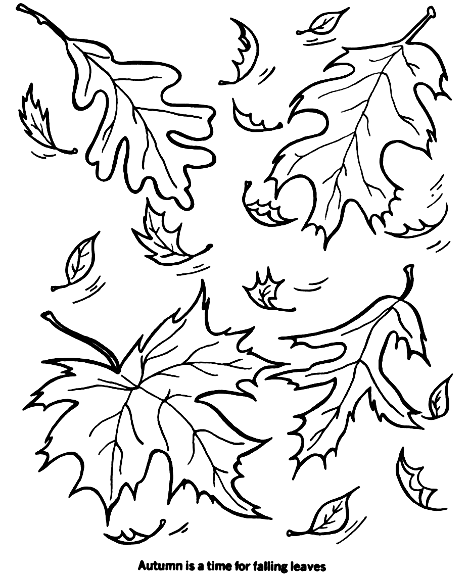 Falling Leaves Coloring Page