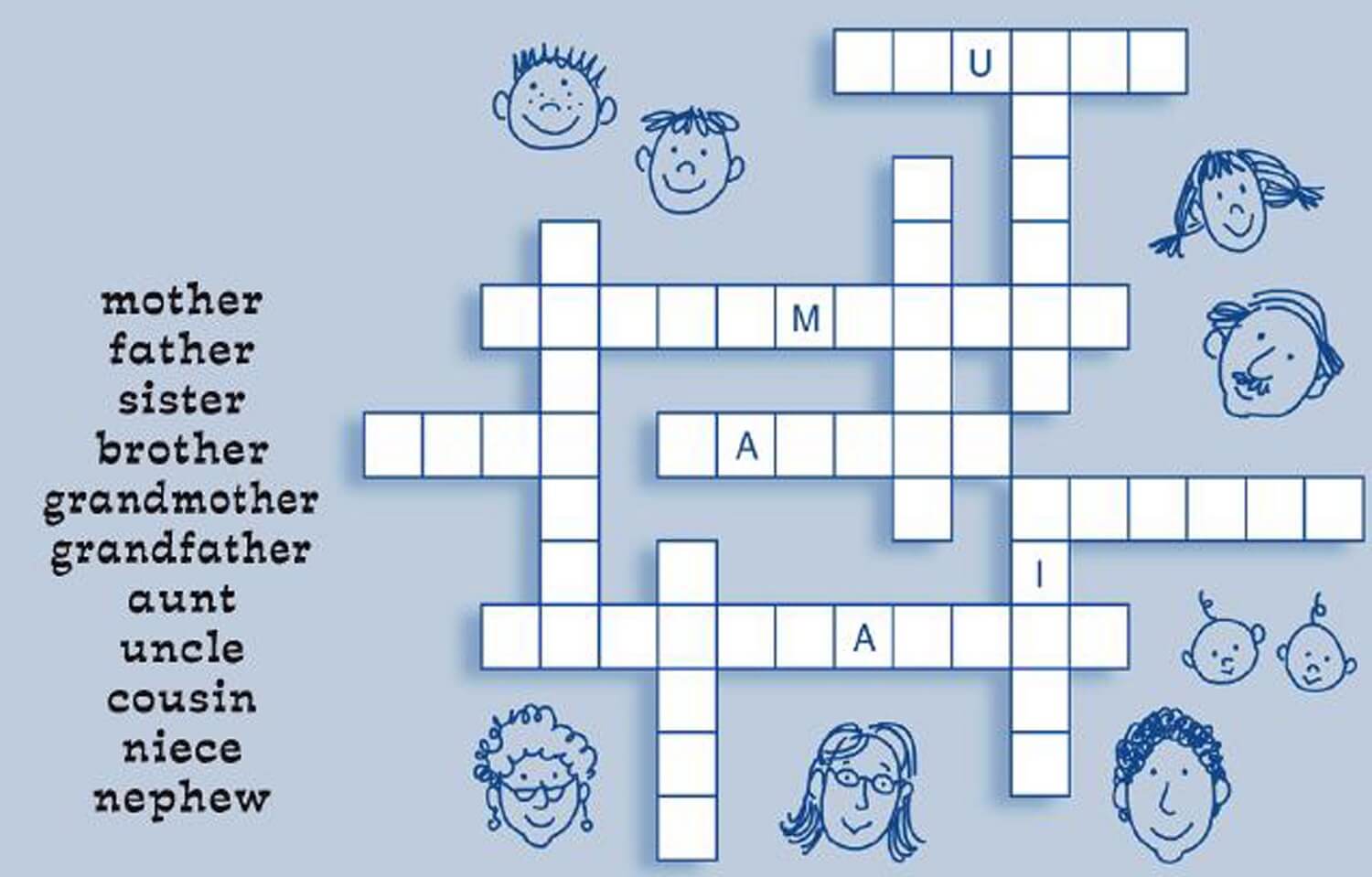 Family Crossword Puzzles for Kids