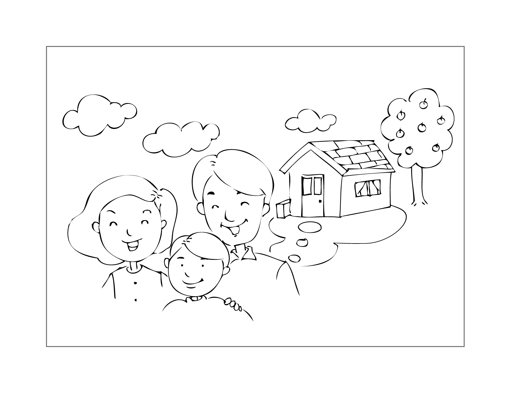 Family Home Coloring Page