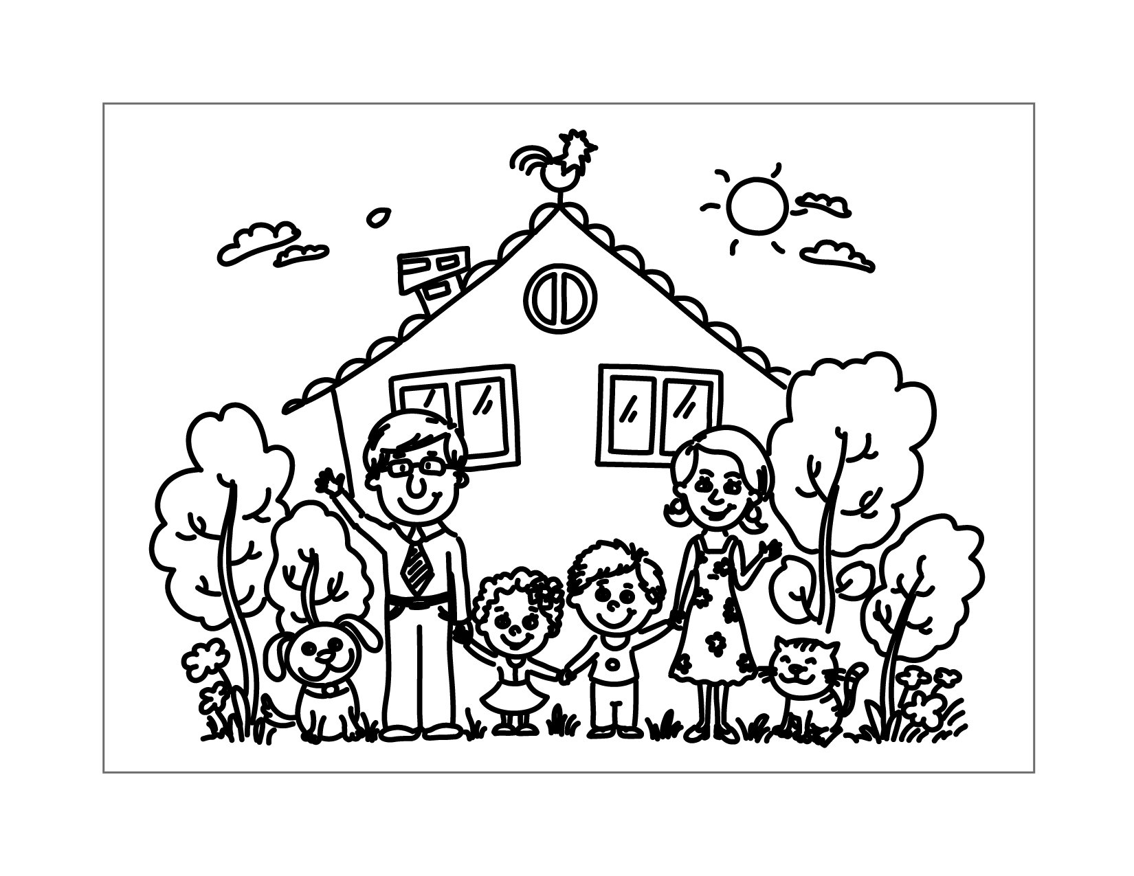 Family House Coloring Page