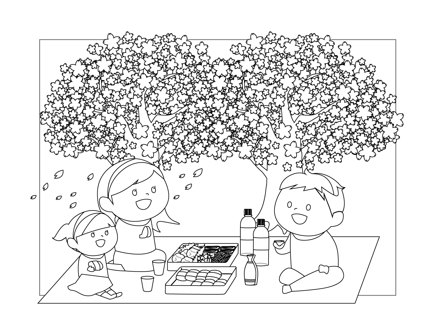 Family Picnic Coloring Page
