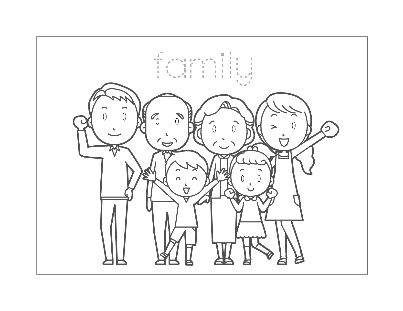 Family Spelling Coloring Page