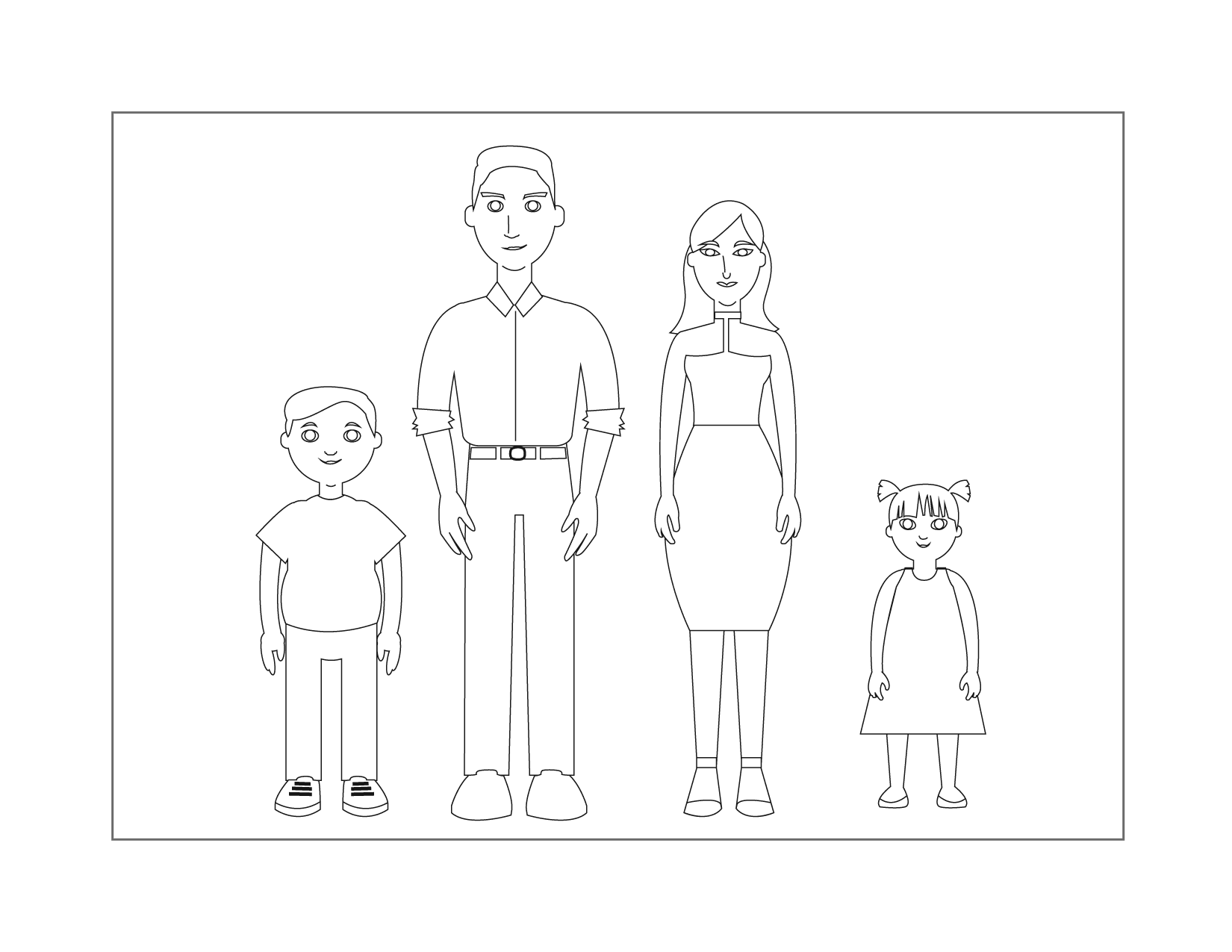 Family Of Four Coloring Page