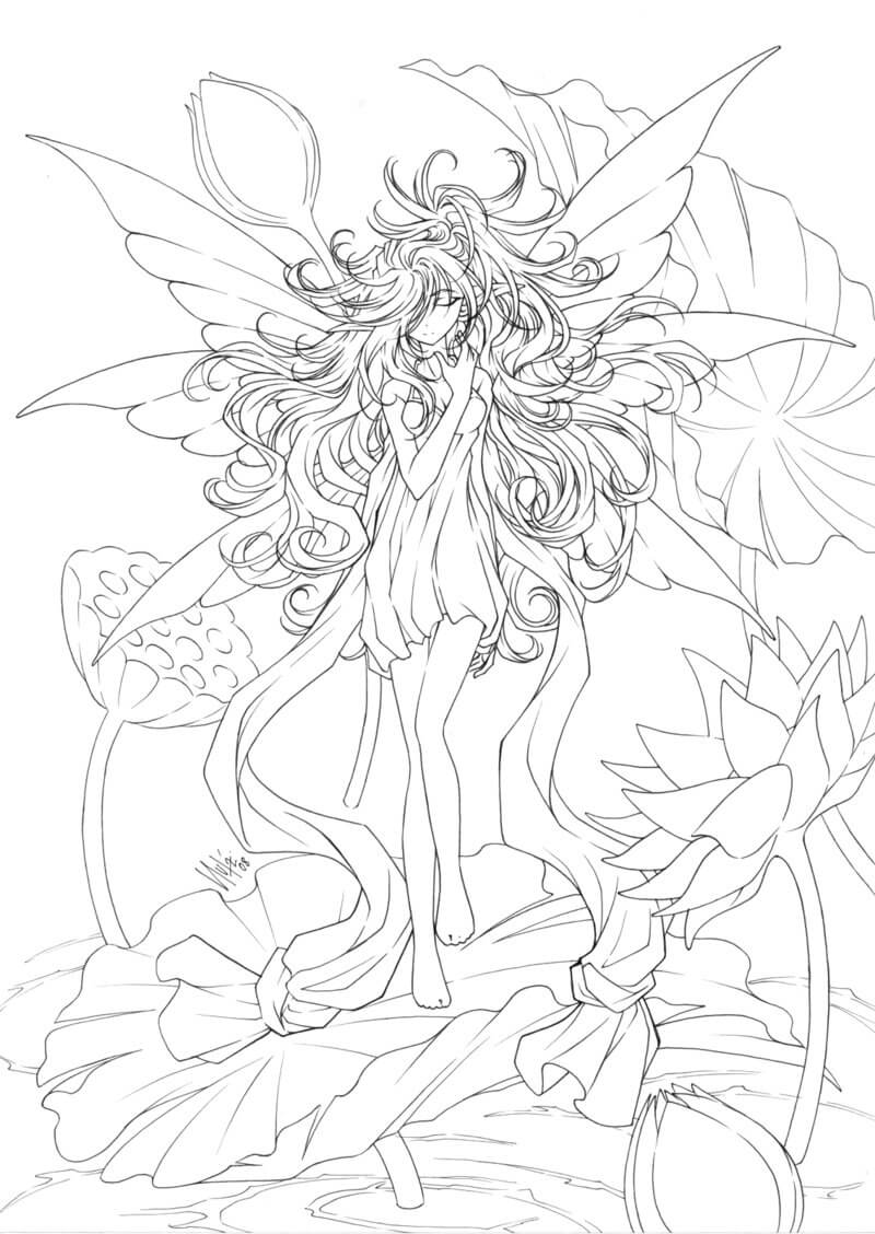 Fancy Fairy Coloring Pages for Adults