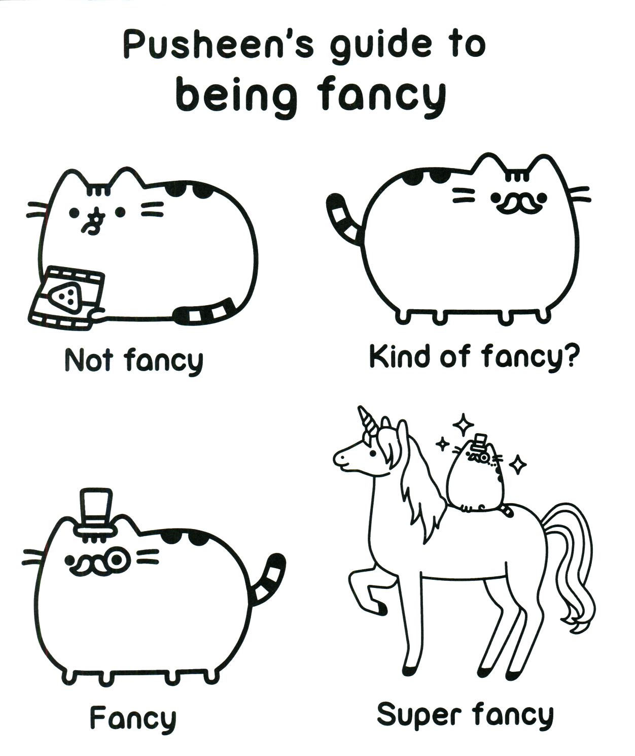 Fancy Pusheen Coloring Pages