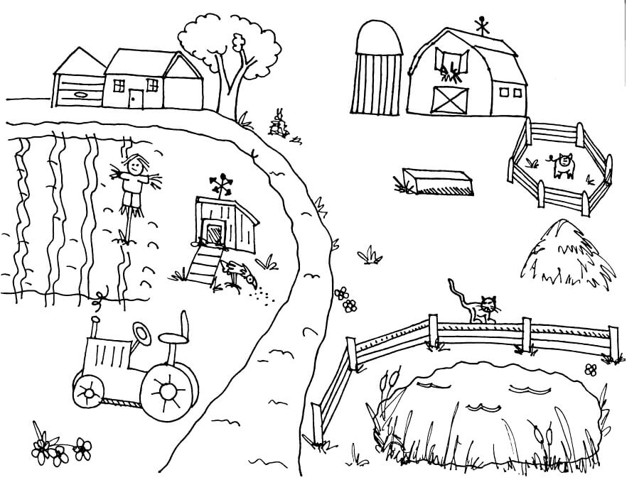 Farm Drawing Coloring Pages