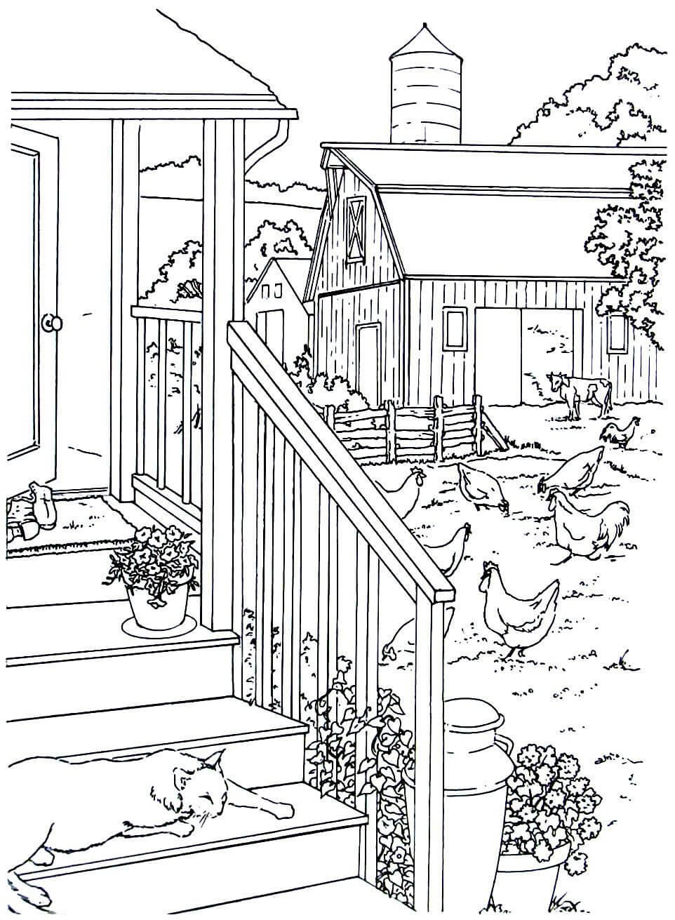 Farm House Coloring Page