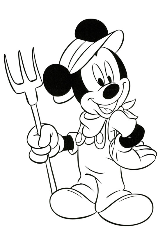 Farmer Mickey Mouse Coloring Page